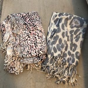 Two animal print scarves